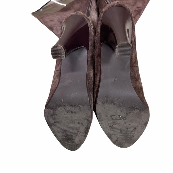 Hot in Hollywood Brown Suede and Clear Knee High Boots 7 - Picture 4 of 6